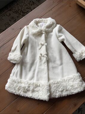 Starting Out Cream Faux Fur Trim Baby Coat